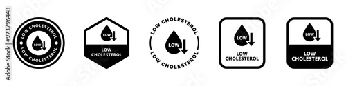 Low Cholesterol - set of vector signs for product packaging.