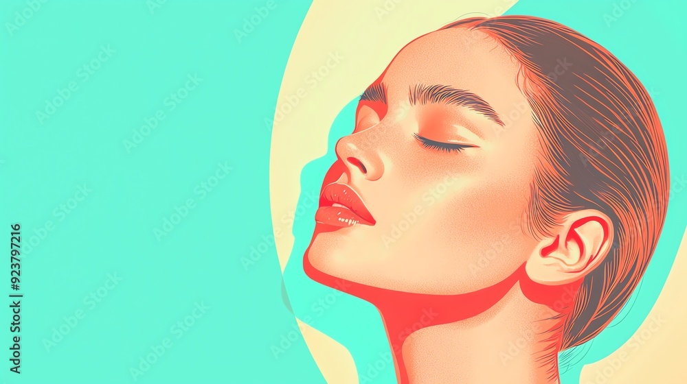 Vibrant illustration of a woman's profile with a serene expression, combining modern art with colorful hues and smooth lines. Vibrant illustration of a woman's profile with a serene expression, combining modern art with colorful hues and smooth lines.