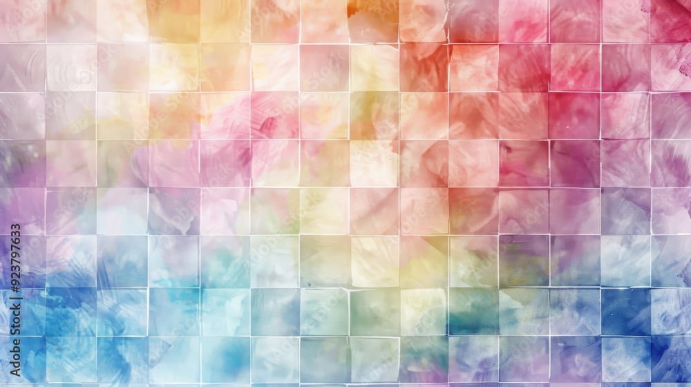 Abstract watercolor pattern on square tiles. Abstract watercolor pattern on square tiles.