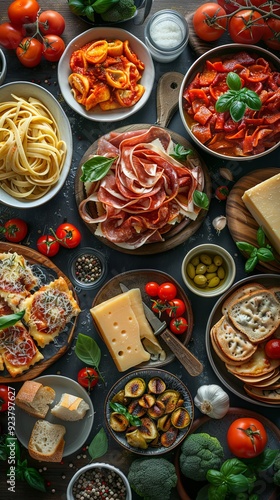Wallpaper Mural Assortment of traditional Italian dishes. Italian food Torontodigital.ca