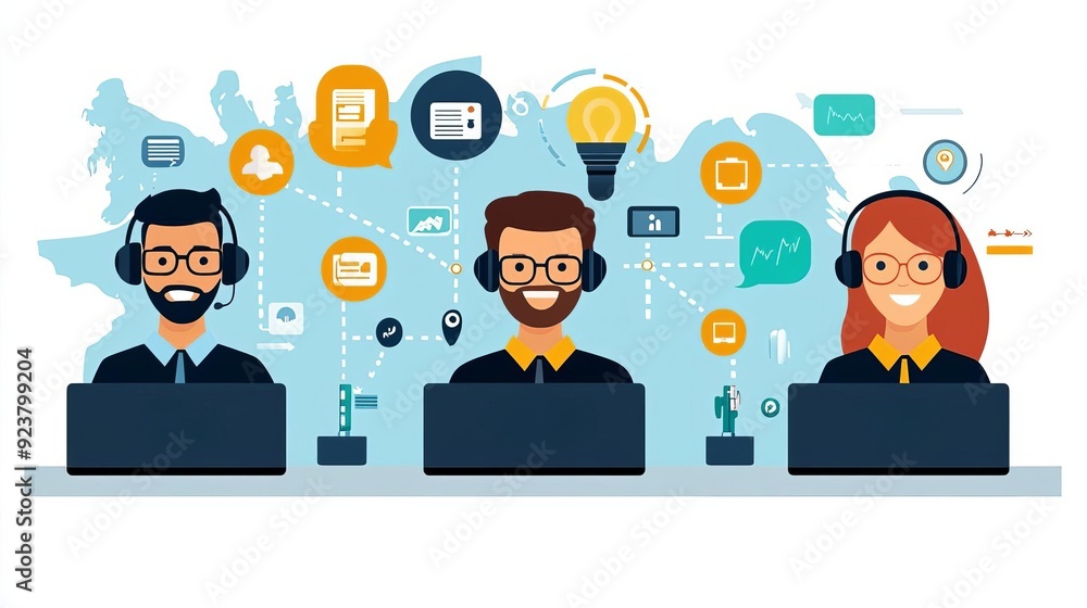A customer service team actively engaging with clients through various communication channels, ensuring comprehensive and effective service A customer service team actively engaging with clients through various communication channels, ensuring comprehensive and effective service