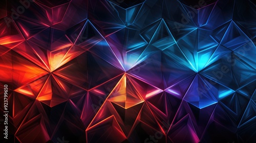 3D geometric tessellations with light effects, intricate background