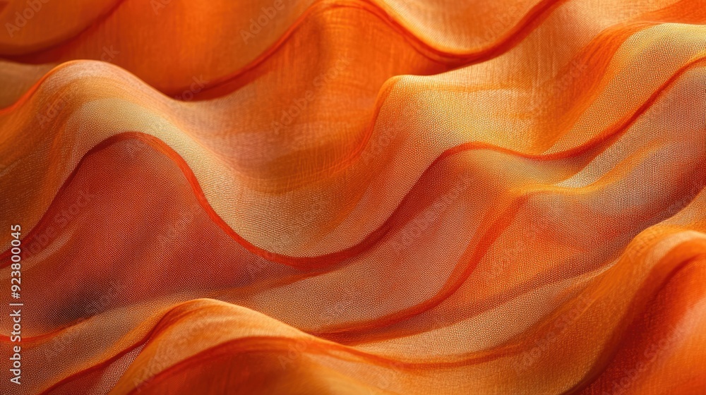 Orange fabric with a wavy pattern, creating a dynamic and stylish visual effect in a graceful, elongated form. Orange fabric with a wavy pattern, creating a dynamic and stylish visual effect in a graceful, elongated form.
