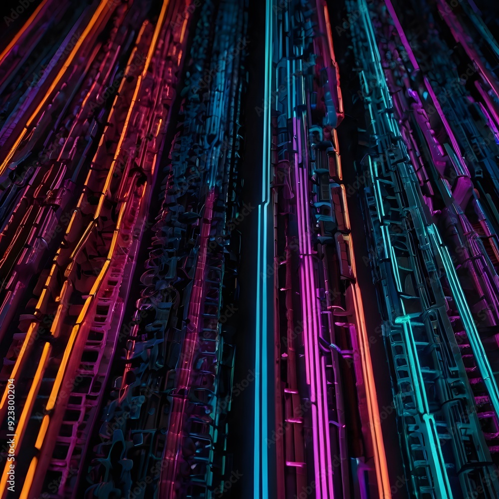 Fototapeta premium Gradient attractive neon line technology background abstract