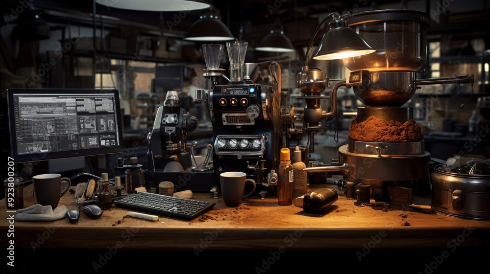 A photo of a coffee roasters workspace A photo of a coffee roasters workspace