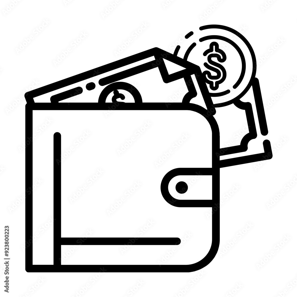 Line art wallet icon logo vector illustration design, for business and finance symbol Line art wallet icon logo vector illustration design, for business and finance symbol