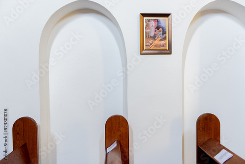 The interior of St. Peter's Church of Romanian period in Oriszentpeter, Hungary photo