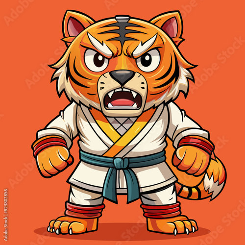 tiger karate kimono judo taekwondo vector sport mascot