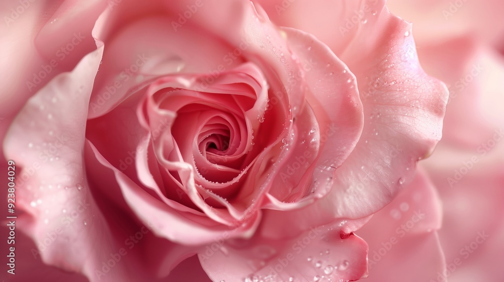 A close-up of a pink rose adorned with delicate water droplets, showcasing the beauty of fresh blooms. A close-up of a pink rose adorned with delicate water droplets, showcasing the beauty of fresh blooms.