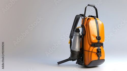 Battery backpack garden sprayer equipment on white background.