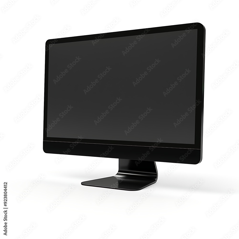Black computer monitor on white background