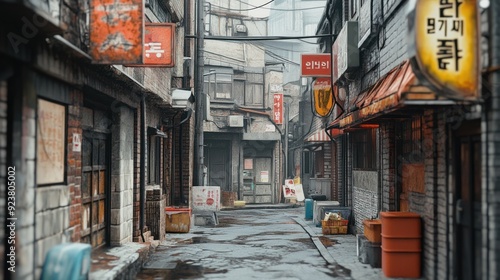 Narrow Alleyway in a Korean City