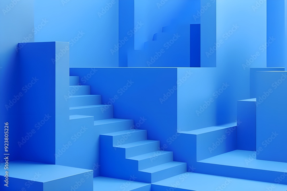 Fototapeta premium Abstract Blue Geometric Shapes