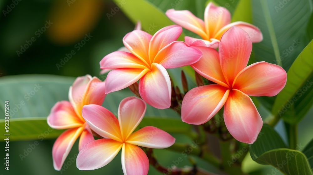 Naklejka premium Beautiful plumeria flowers in full bloom