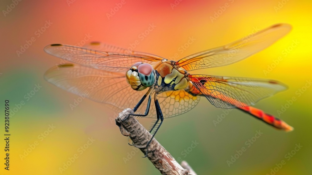 Dragonfly perched on a branch Dragonfly perched on a branch
