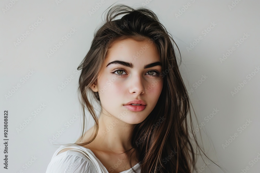 Portrait of young woman with perfect skin beautiful smile and natural make up Generative AI Portrait of young woman with perfect skin beautiful smile and natural make up Generative AI