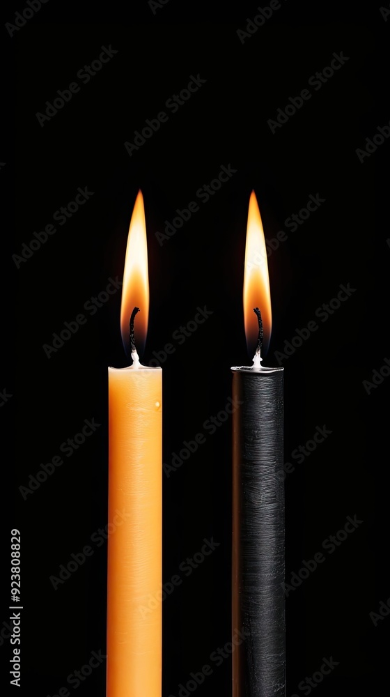 A candle's flame increasing in brightness, while another decreases, flickering out, symbolizing hope vs. despair A candle's flame increasing in brightness, while another decreases, flickering out, symbolizing hope vs. despair