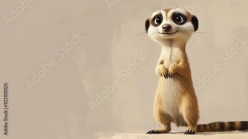Wallpaper Mural A cute cartoon meerkat standing on its hind legs, looking curiously around. Torontodigital.ca