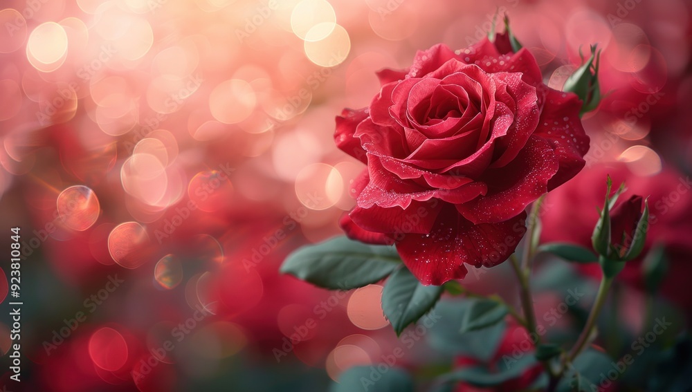 Single Red Rose with Dewdrops Single Red Rose with Dewdrops