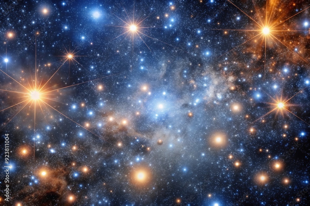 Christmas background with snow and stars with rays
Christmas background with snow and stars with rays