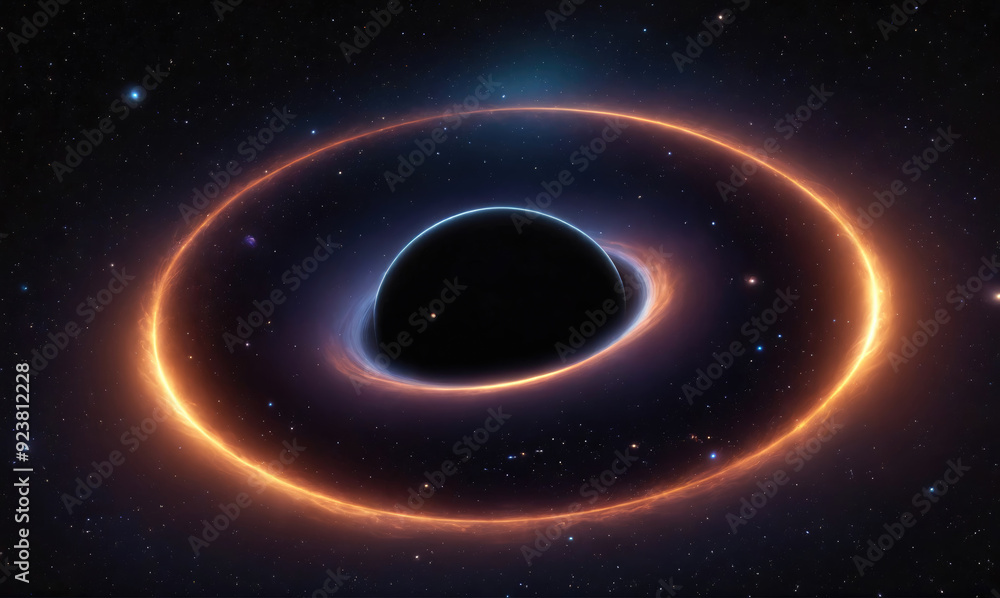 Fototapeta premium A Stunning View of a Black Hole Surrounded by Colorful Accretion Disks in Outer Space