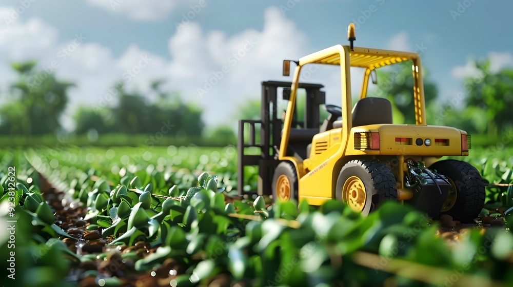 Forklift in a Green Field. Forklift in a Green Field.