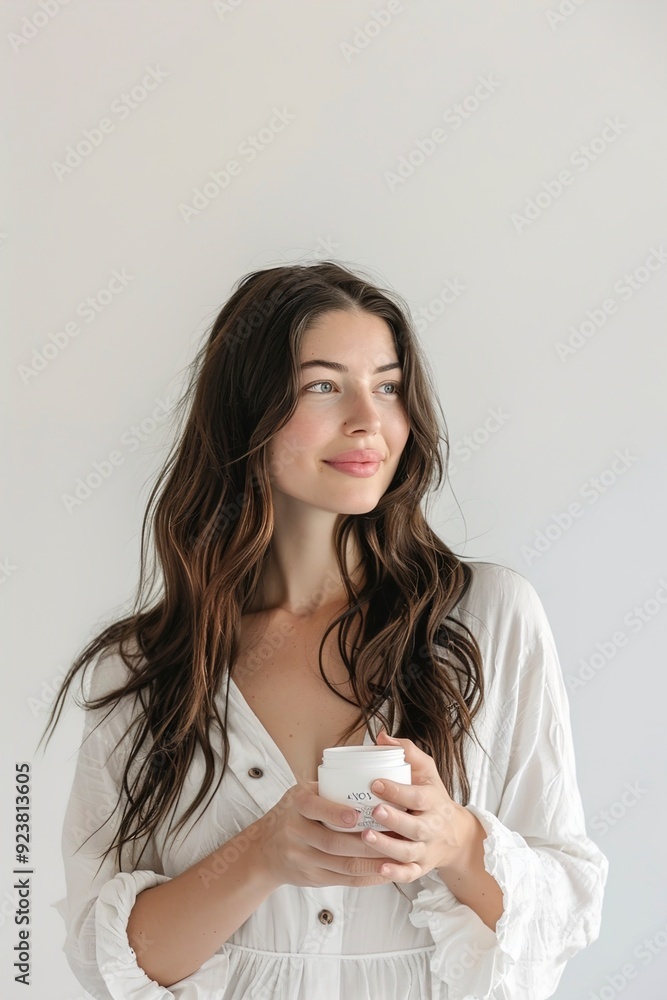 A woman holding a jar of cream hand skin care A woman holding a jar of cream hand skin care