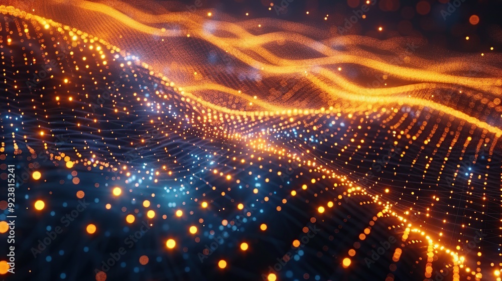 Abstract Digital Landscape with Glowing Lights Abstract Digital Landscape with Glowing Lights
