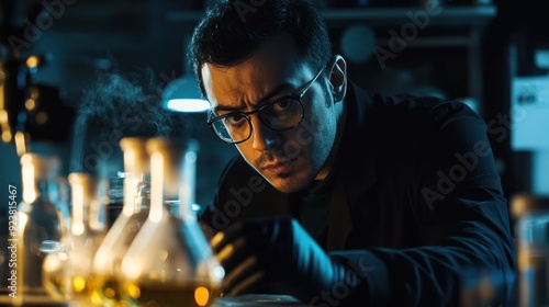 Focused Scientist in a Laboratory