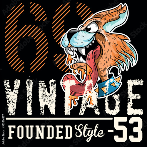 Rebel rocker cat with tongue hanging out, with vibrant punk style colors, urban sports texts with crazy numbers and studies for stickers or other applications, novel designs. biker and skater