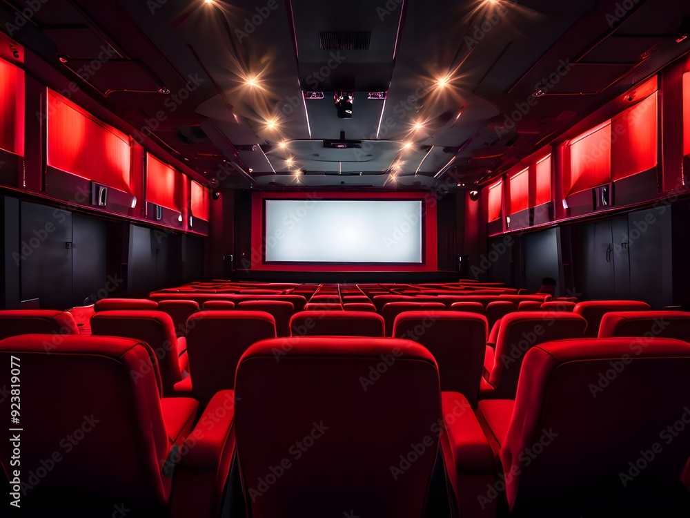 empty cinema theatre with red chairs empty cinema theatre with red chairs