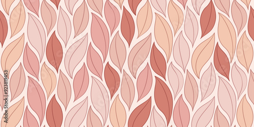 Watercolor leaves, Autumn vector seamless pattern. wavy leaf fall background, textured girly floral print.