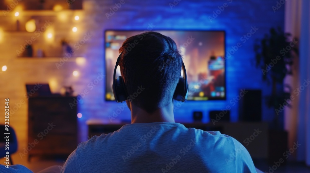 Fototapeta premium Gamer in Cozy Atmosphere