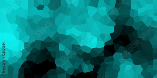 Blue and dark black Broken Stained Glass Background with White lines. Voronoi diagram background. Seamless pattern with 3d shapes vector Vintage Illustration background. Geometric Retro tiles pattern