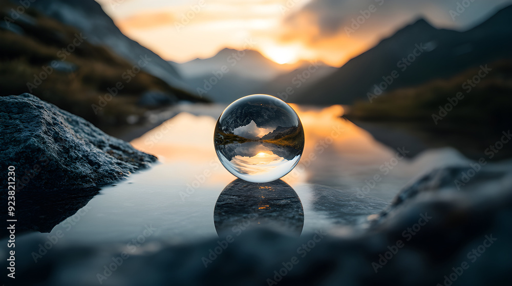 Close-up of a crystal lensball reflecting a beautiful lake landscape of european alps. Peaceful, positive inspiration for yoga studios, reiki practitioners, private meditation rooms etc.
Close-up of a crystal lensball reflecting a beautiful lake landscape of european alps. Peaceful, positive inspiration for yoga studios, reiki practitioners, private meditation rooms etc.