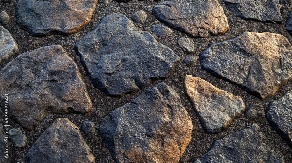 Close-up of textured pavement stones, showing the rough surface and natural color variations. Close-up of textured pavement stones, showing the rough surface and natural color variations.