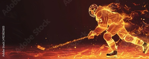 Hockey Player Emblazoned in Flames photo