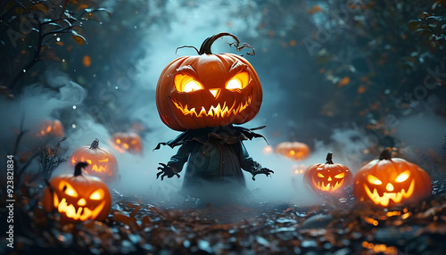 halloween fake with pumkin head