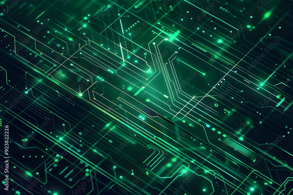 Abstract Green Circuit Board