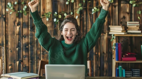 the woman celebrating success photo