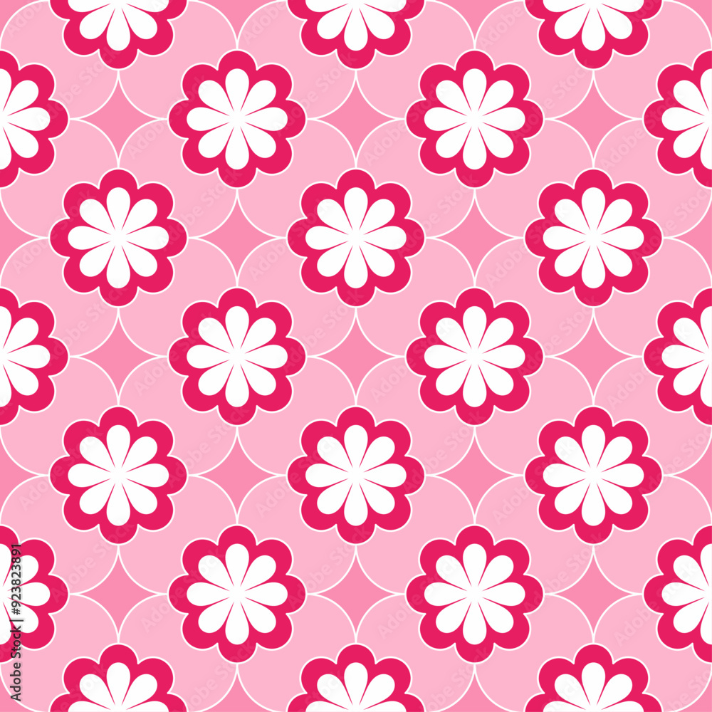Seamless floral pattern in shades of pink and white. Suitable for textile designs, fabrics, prints, wrapping, wallpapers, backgrounds, etc. Seamless floral pattern in shades of pink and white. Suitable for textile designs, fabrics, prints, wrapping, wallpapers, backgrounds, etc.