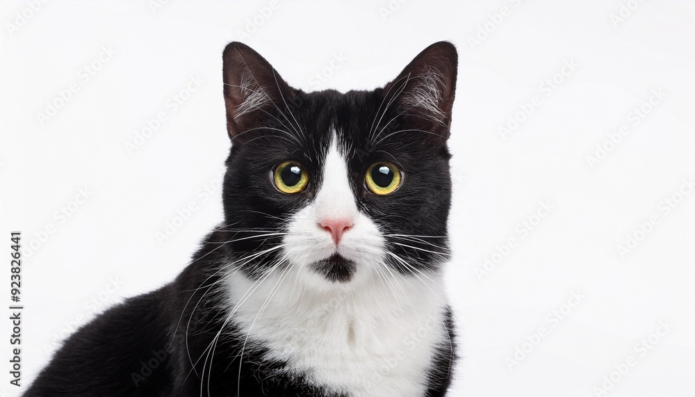 ハチワレの猫のポートレート(Tuxedo Cat portrait on white background)
ハチワレの猫のポートレート(Tuxedo Cat portrait on white background)