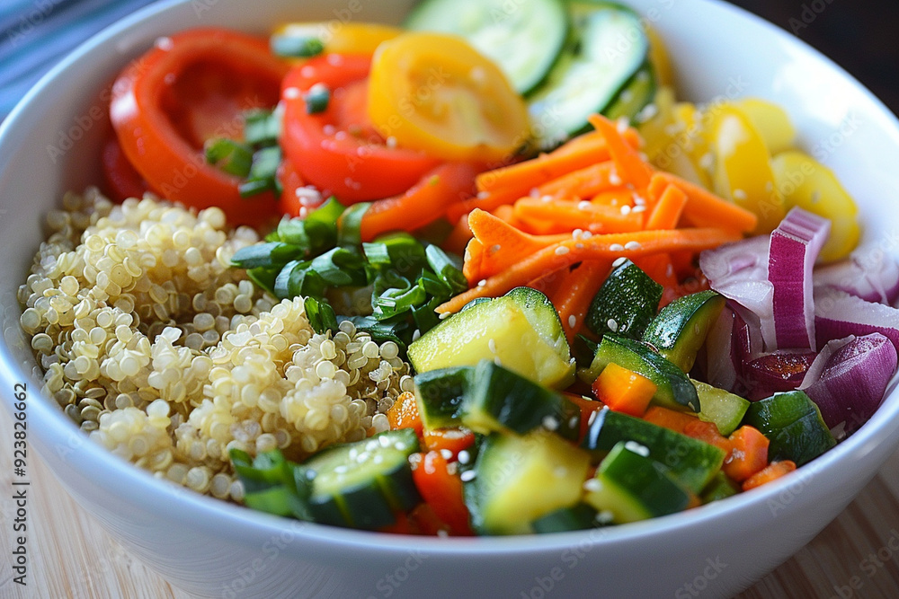 Colorful Quinoa Bowl with Fresh Vegetables Colorful Quinoa Bowl with Fresh Vegetables