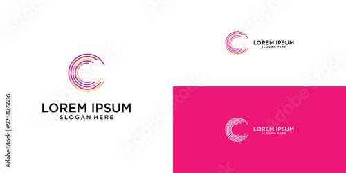 Creative circle ring logo design with unique concept premium vector
