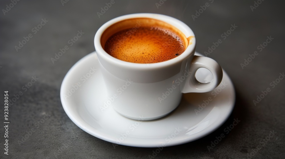 Freshly brewed coffee, with a rich crema Freshly brewed coffee, with a rich crema