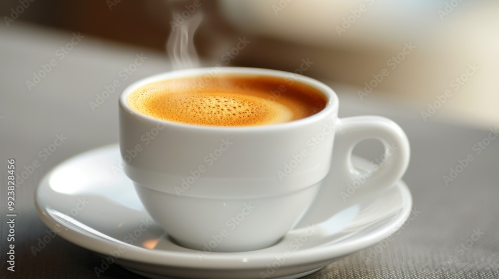 Freshly brewed coffee, with a rich crema Freshly brewed coffee, with a rich crema