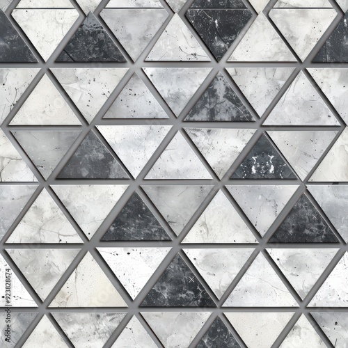 Distressed Elegance: Grayscale Triangular Patterns with a Vintage Texture for an Aged Look photo