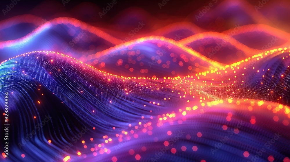 Abstract Digital Landscape with Glowing Particles Abstract Digital Landscape with Glowing Particles
