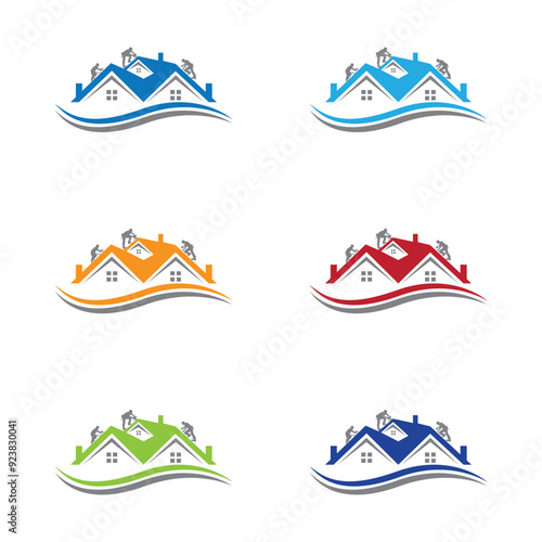 Real estate home building construction company logo design