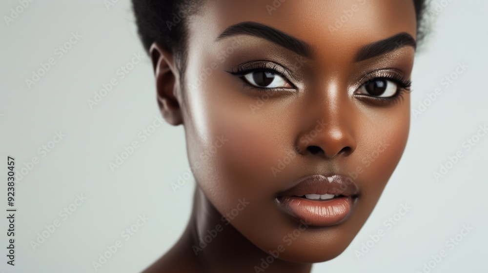 Fototapeta premium Woman wearing sophisticated brown makeup
